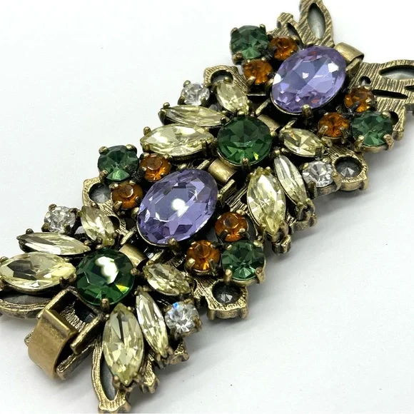 J. Crew Purple Green Jeweled Bracelet - Picture 2 of 6